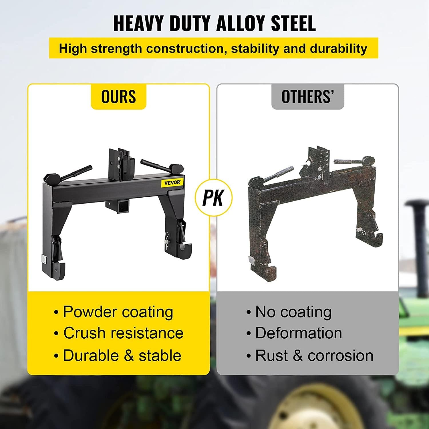 3080 LBS 3-Point Tractor  Hitch, Black