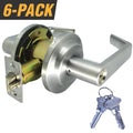 Heavy-Duty Satin Chrome Grade 2 Entry Door Lever Lock Set with 12 Keys Total (6-Pack Keyed Alike)