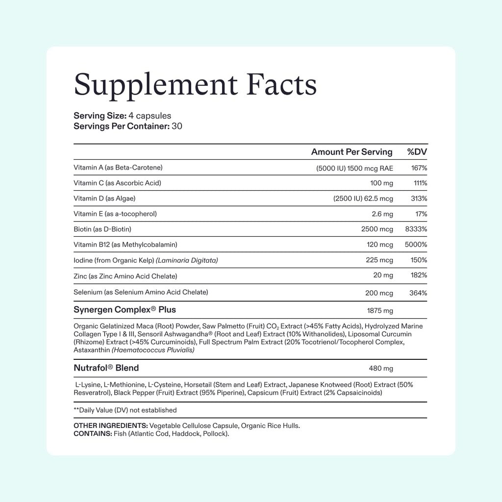 Nutrafol Women's Balance Hair Growth Supplements, Ages 45 and Up, Clinically Proven Hair Supplement for Visibly Thicker Hair and Scalp Coverage, Dermatologist Recommended - 1 Month Supply