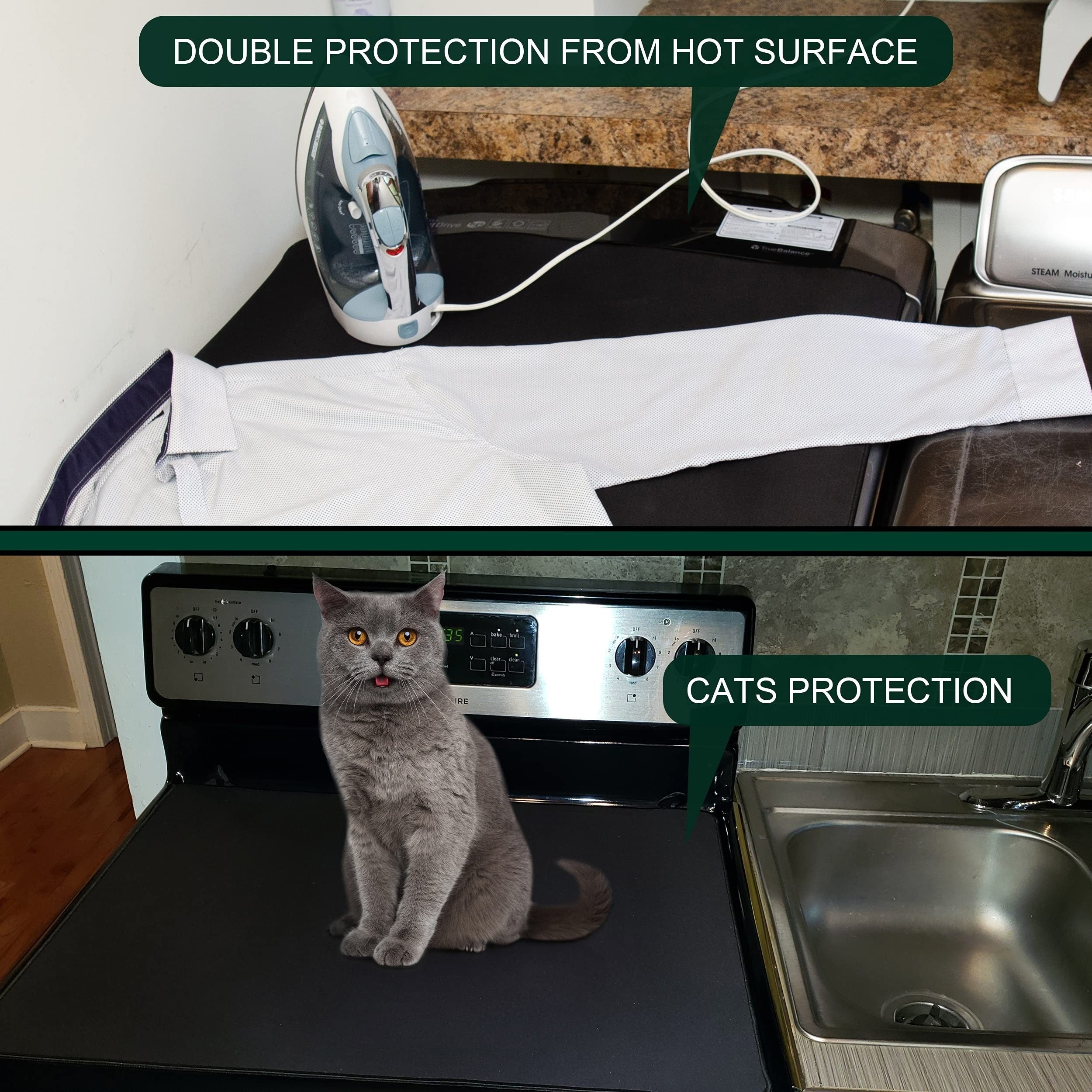 Stove Covers, Heat Resistant Glass Stove Top Cover , For Electric Stove LarCooktop Cover, Anti-Slip Coating Waterproof Stove Gap Foldable