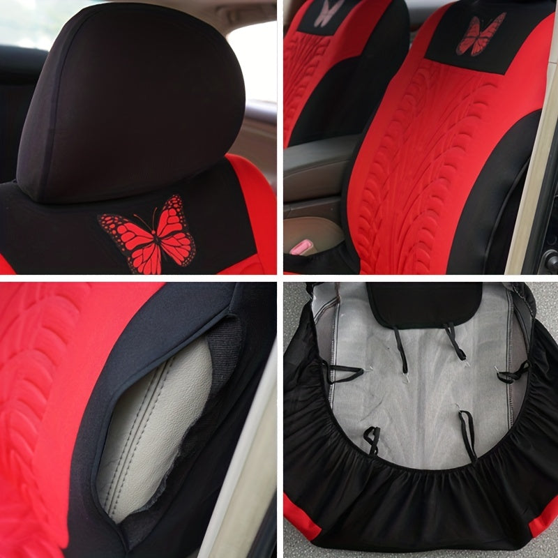 Upgrade Your Car Interior with a Universal Butterfly Pattern Tire Shape Auto Seat Cover Set - Airbag Safe &amp; Perfect for Trucks, Vans &amp; SUVs!