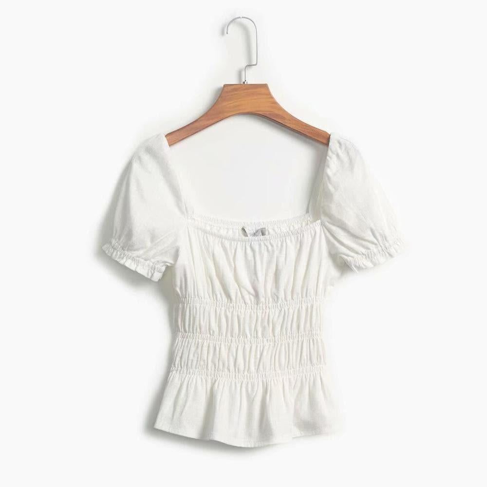 square collar puff sleeve top