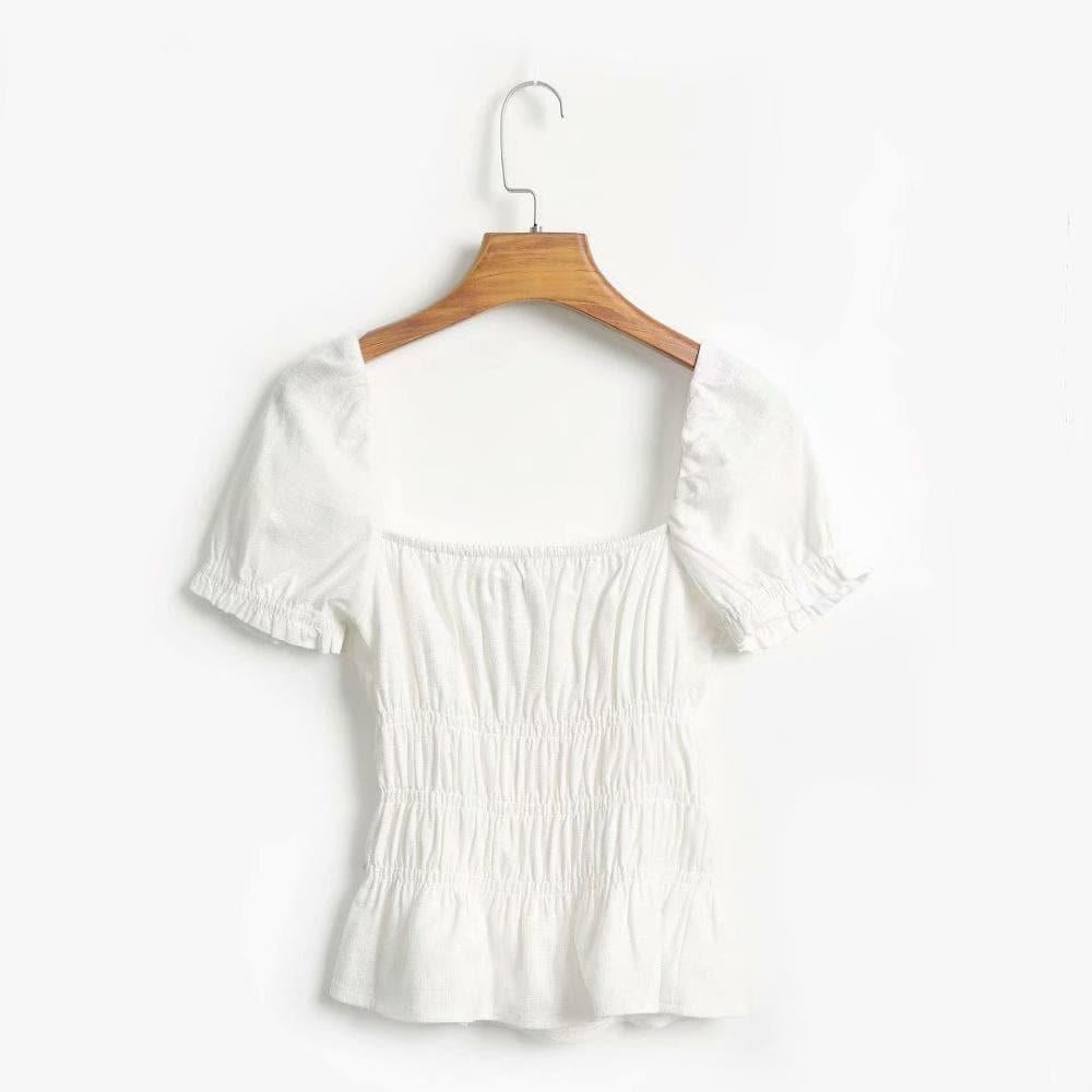 square collar puff sleeve top
