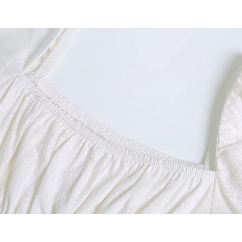 square collar puff sleeve top