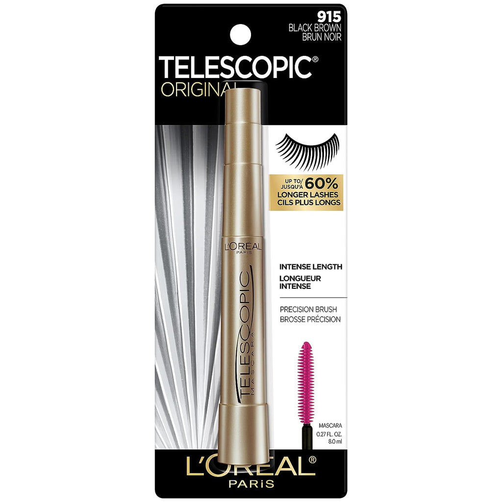 L'Oréal Paris Telescopic Original Washable Intense Lengthening Mascara, Black Brown, 0.27 fl. oz.