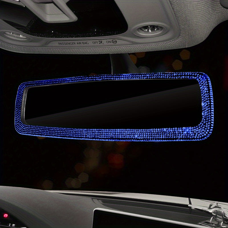 Car Rearview Mirror Cover, Interior Universal Auto Rear View Mirror Bling Rhinestone Luxury Surface Mirror Cover Auto Accessories