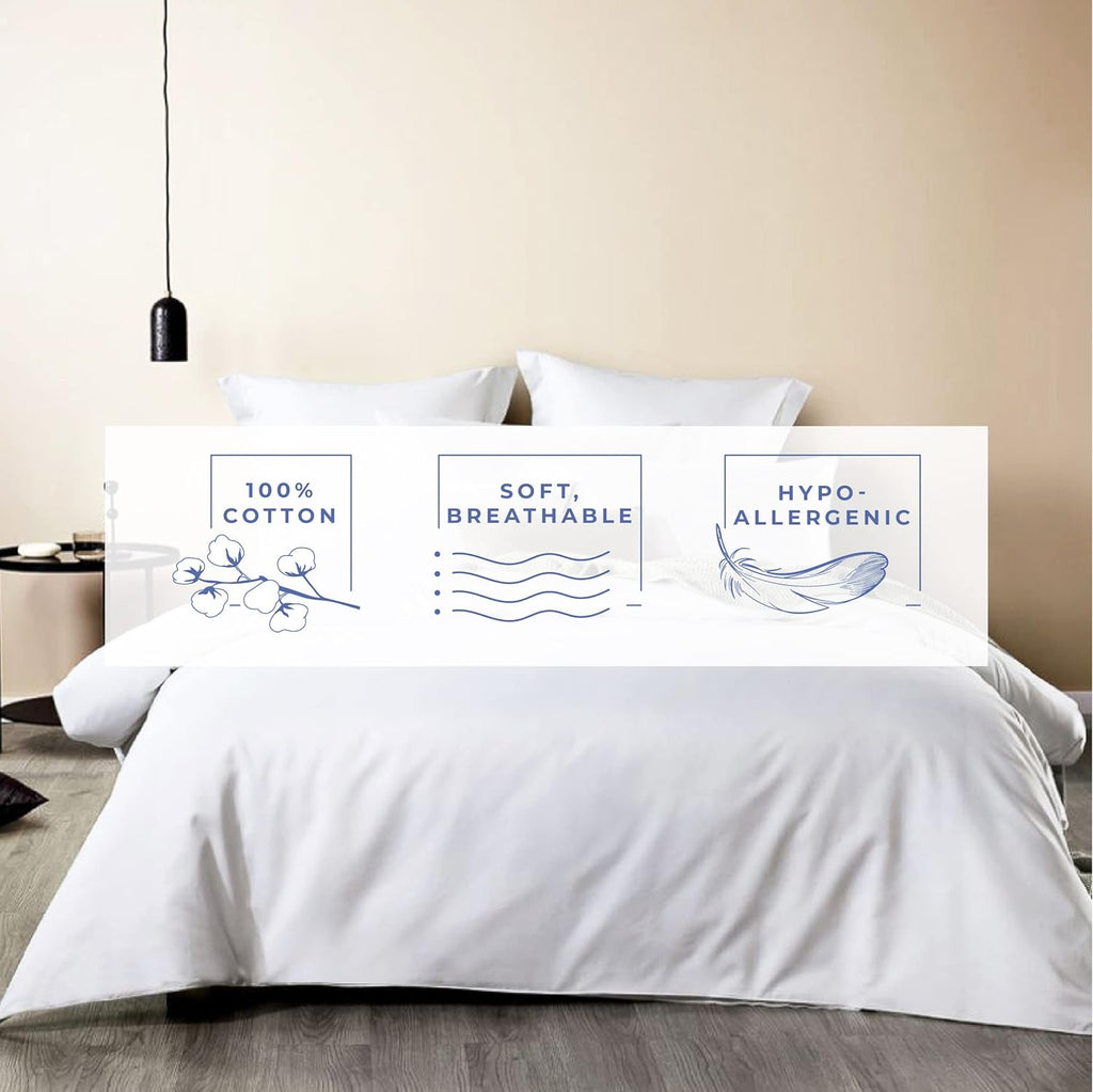 Kotton Culture 1000 Thread Count Queen Duvet Cover Cotton Egyptian Cotton with Zipper Closure &amp; Corner Ties Breathable All Season Soft Sateen Weave Comforter Cover (Queen/Full, White)