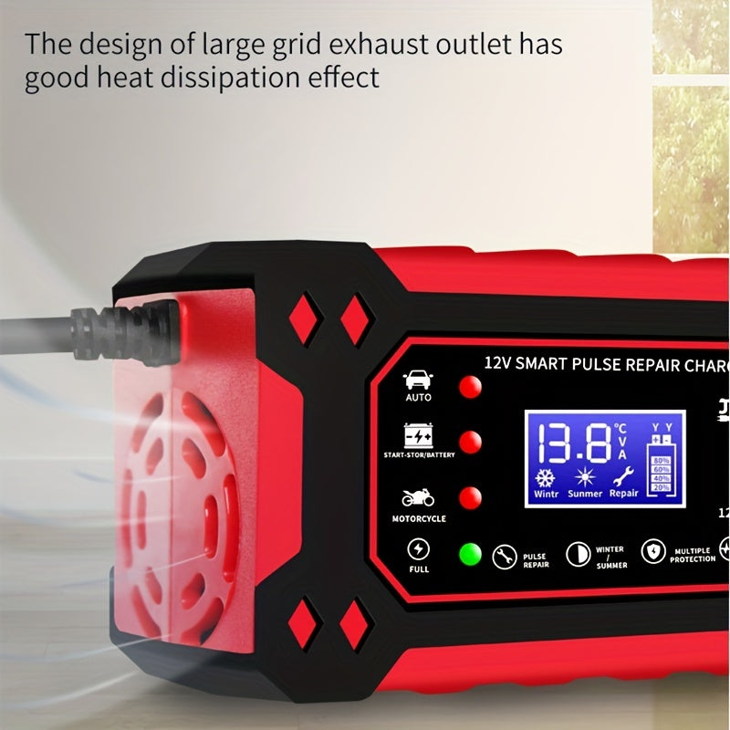12V/6A Full Automatic Car Battery Charger Pulse Repair Charger For Car Truck Motorcycle Lawn Mower AGM/Gel Lead Acid Battery