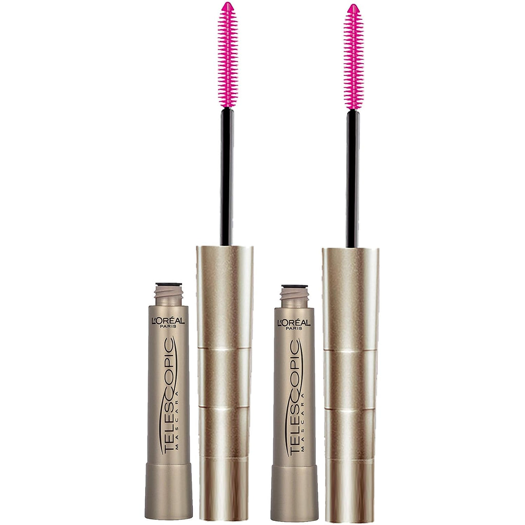L'Oreal Paris Makeup Telescopic Original Lengthening Mascara, 0.27 Fl Oz (Pack of 2), Washable Black