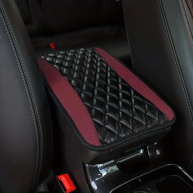 1pc SponAnd PU Leather Armrest Pad Cover Center Console Mat Car Accessories