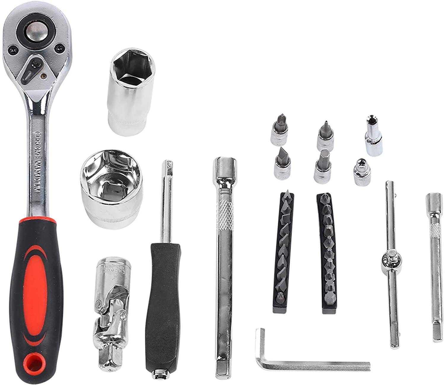 Hand Socket Set, Steel Easy Operation Socket Set, Practical Wear Resistance for Machining Center DIY Requirements Industrial Application Car Repairing