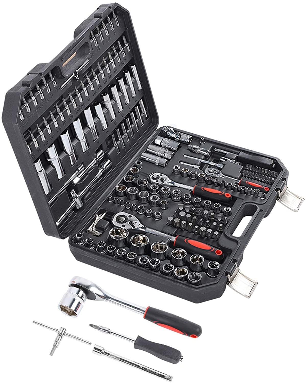 Hand Socket Set, Steel Easy Operation Socket Set, Practical Wear Resistance for Machining Center DIY Requirements Industrial Application Car Repairing