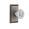Studio Plate 2-3/8 in. Backset Antique Pewter PassaHall/Closet Crystal Glass Door Knob