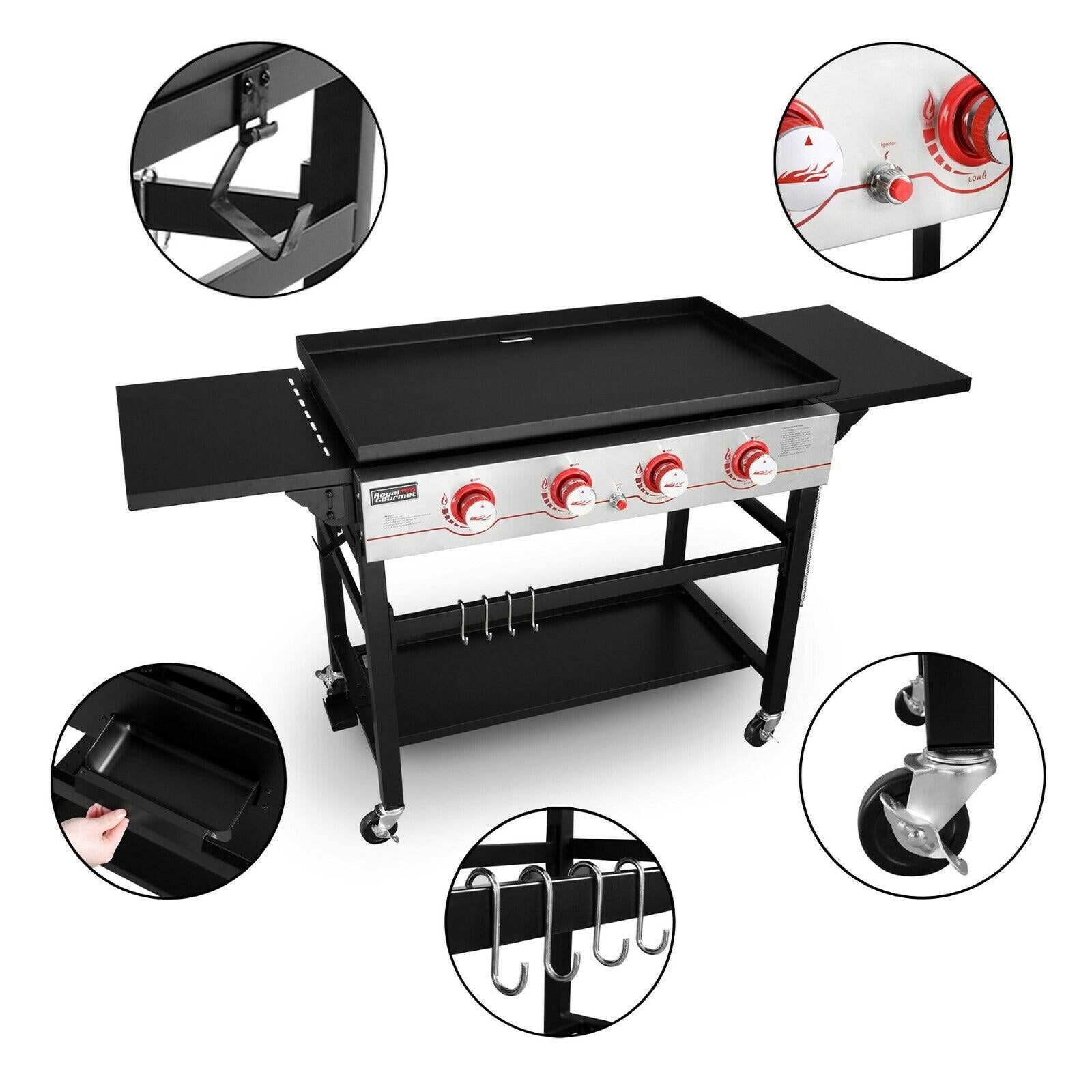 36IN 4-Burner Flat Top Propane Gas Grill Griddle w/ Cover GB4000C