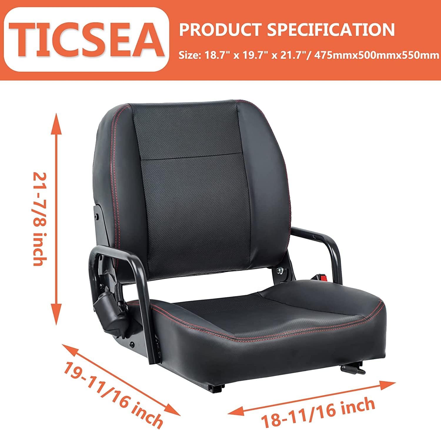 TICSEA Universal Forklift Seat,Tractor Seat with Adjustable Back,Safety Belt and Operator Position Switch,Excavator Skid Loader Backhoe Dozer Telehandler