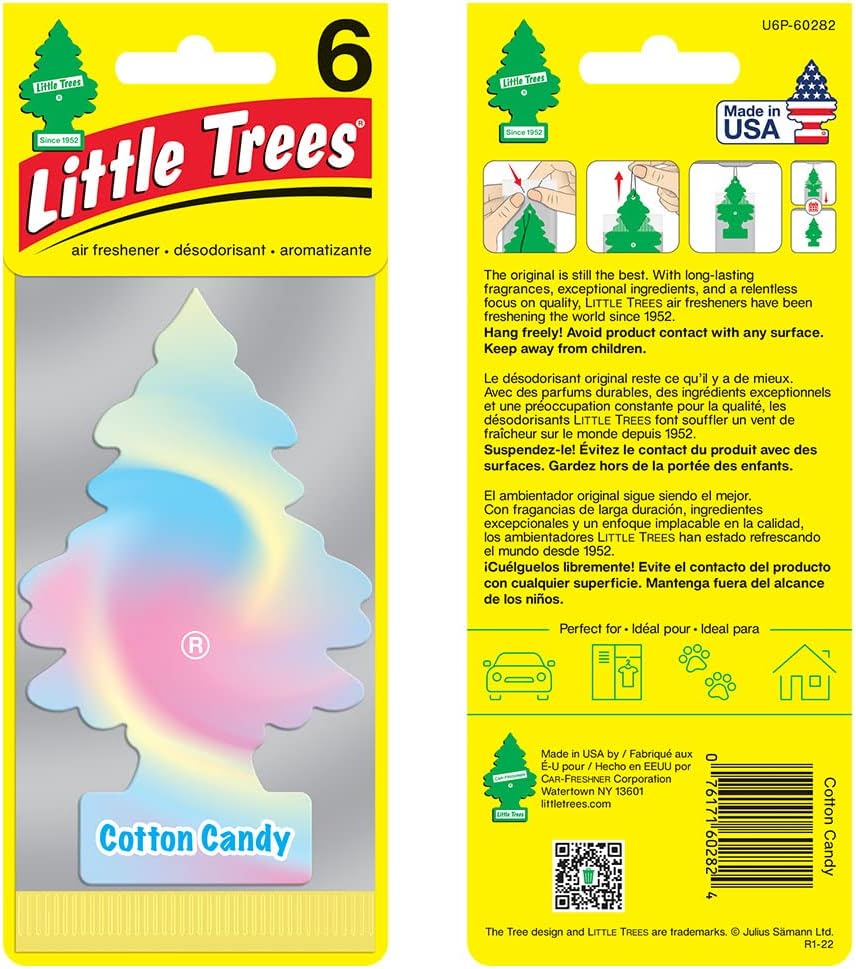 LITTLE TREES Air Fresheners Car Air Freshener. Hanging Tree Provides Long Lasting Scent for Auto or Home. Cotton Candy, 24 Air Fresheners
