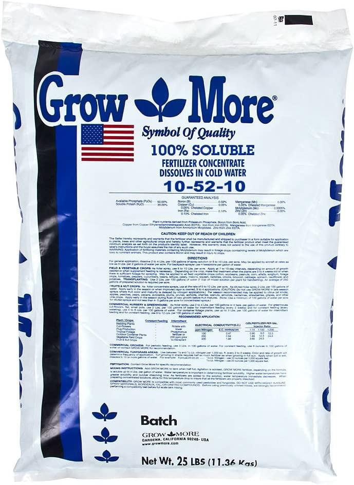 Grow More 5556 Water Soluble Fertilizer 10-52-10, 25-Pound