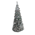 6' Pre-Lit Silver Tinsel Pop-Up Artificial Christmas Tree - Clear Lights