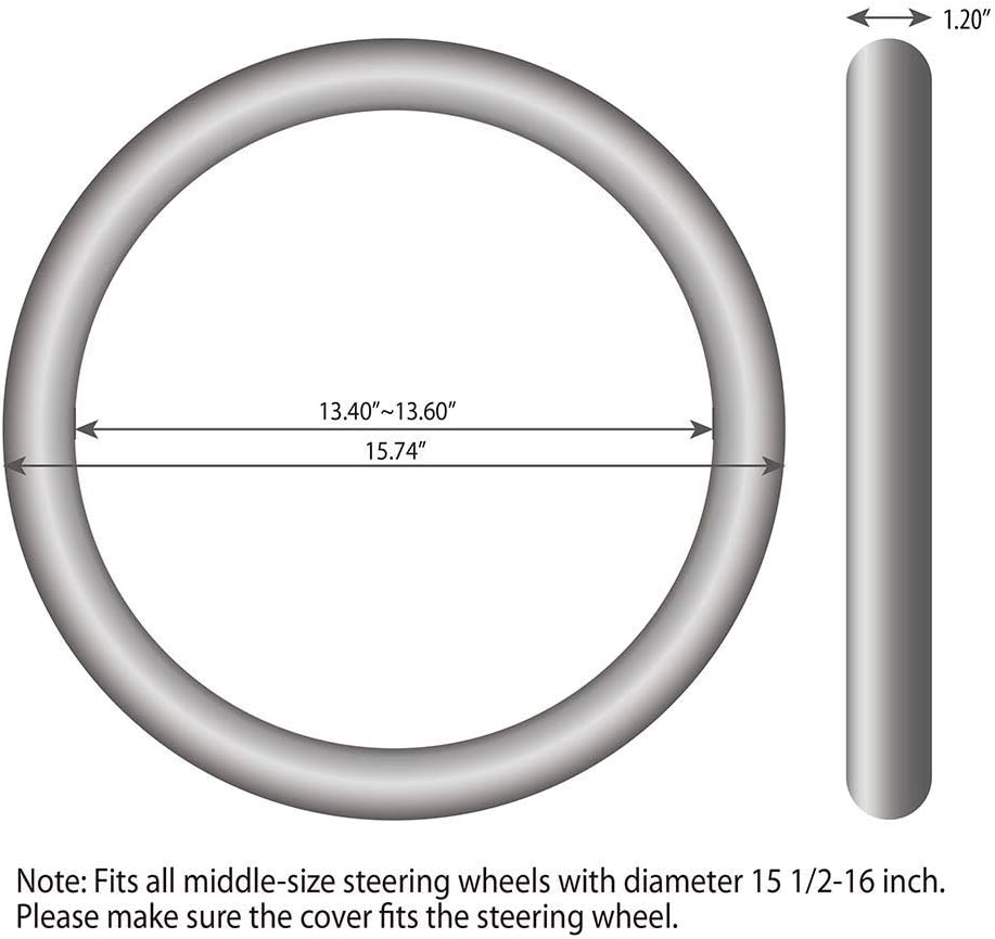 Elantrip Leather Steering Wheel Cover 15 1/2 to 16 inch Universal Large Grip Breathable for Car Truck SUV Jeep Anti Slip Black and Red