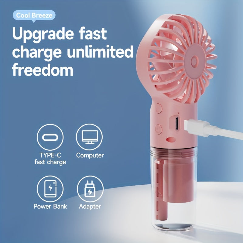Portable Rechargeable Handheld Misting Fan - Battery Operated Mini Face Steamer for Travel &amp; Outdoors