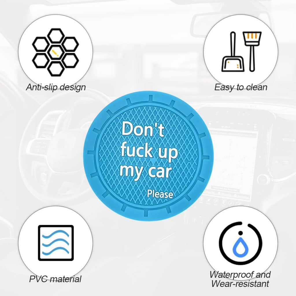 8sanlione Car Cup Coaster, 4Pcs 2.75 Inch Auto Cup Holder Insert Coasters, Anti-Slip Waterproof Embedded Drink Mat, Automotive Interior Accessories for Men and Women (D Light Blue/4PCS)