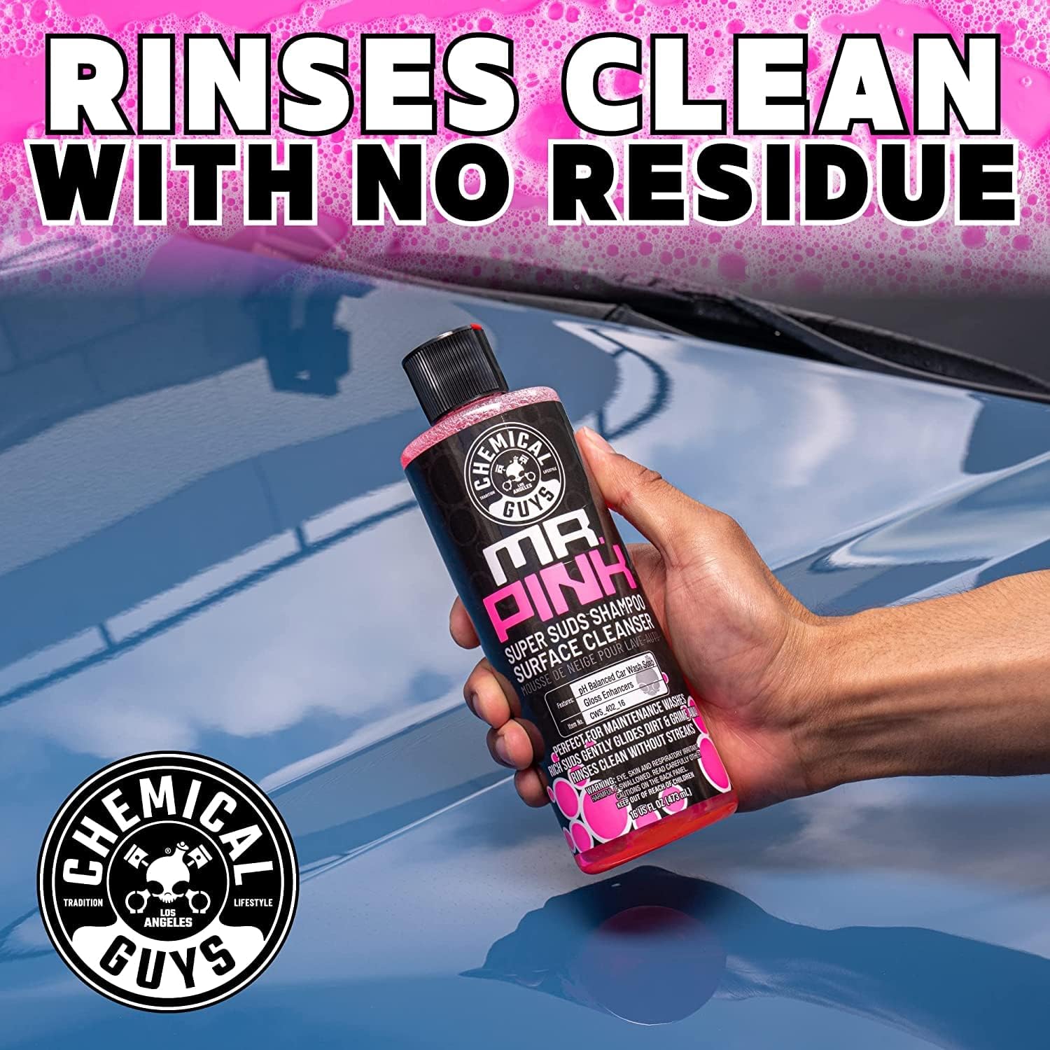 Chemical Guys CWS_402 Mr. Pink Car Wash Soap &amp; Refill Kit, 2 Bottles - (1) 16 oz and (1) Gallon (Works with Foam Cannons, Foam Guns or Bucket Washes) Safe for Cars, Trucks, Motorcycles, &amp; More, 144 oz