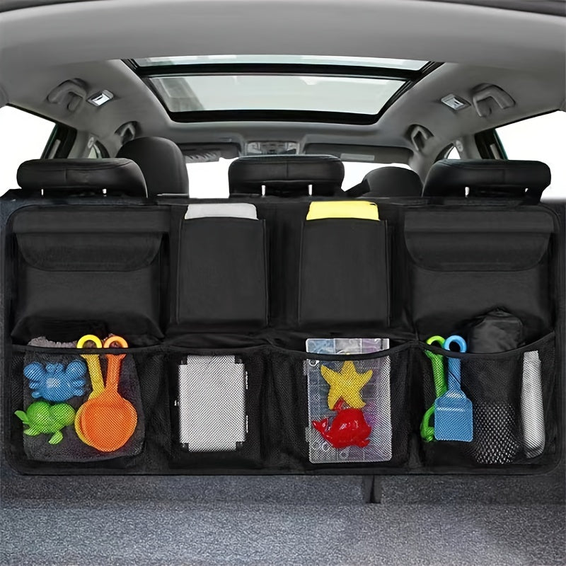 Car Trunk Organizer, Adjustable Backseat StoraBag Net High Capacity Multi-use Oxford Automobile Seat Back Organizers Universal Gifts