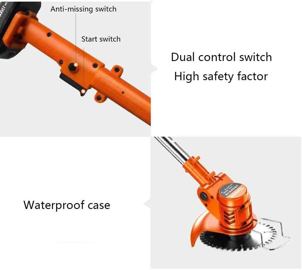 42V Cordless fine line Trimmer/Trimming Machine-2 Hours Fast Charger, 90° Head Adjustment, 1880W high-Power Lawn Mower