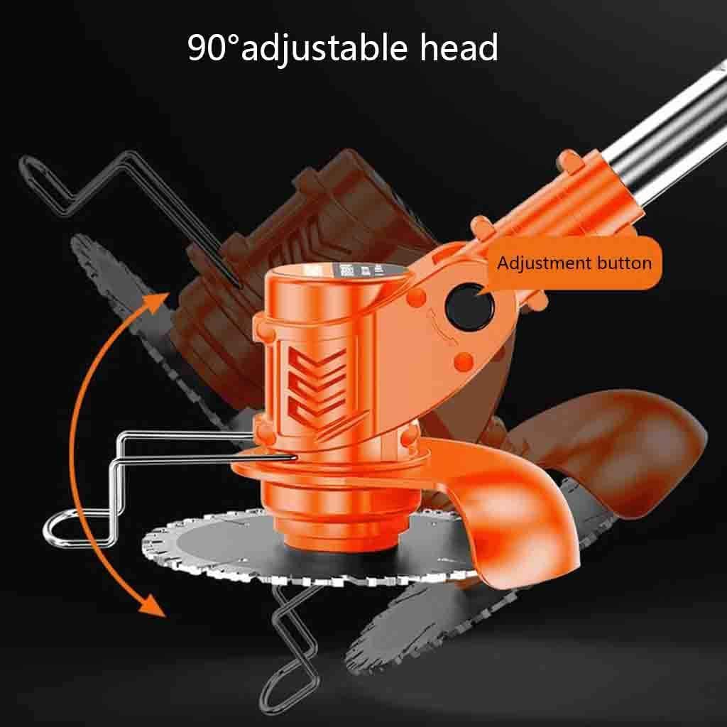 42V Cordless fine line Trimmer/Trimming Machine-2 Hours Fast Charger, 90° Head Adjustment, 1880W high-Power Lawn Mower