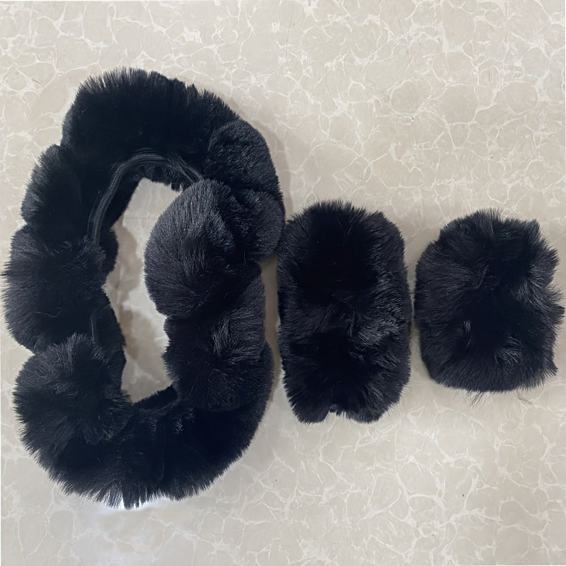 Stay Warm &amp; Stylish This Winter with Our Furry Steering Wheel Cover Set!