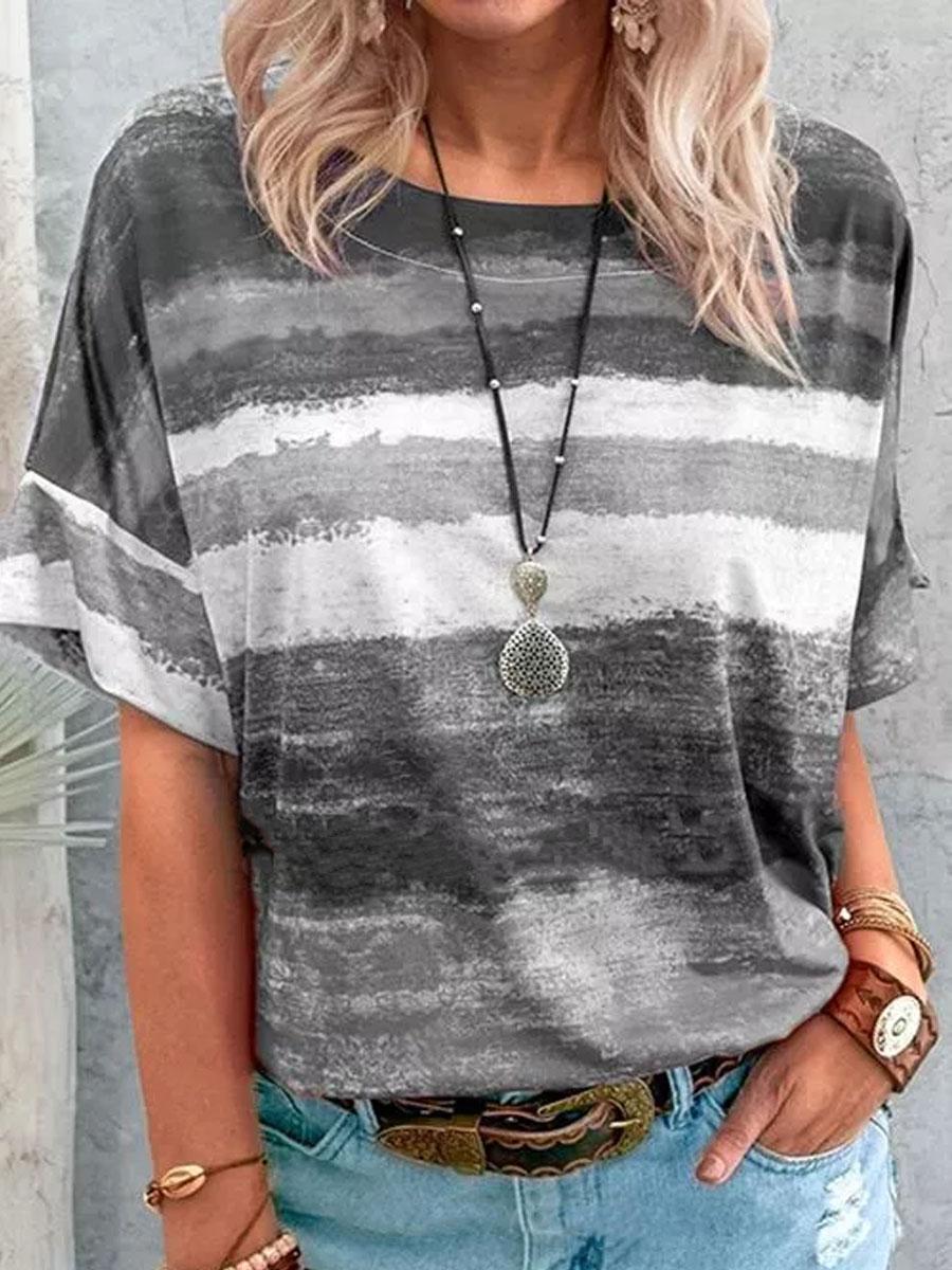 Women'S Round Neck Tie-dye Loose Fashion Short-sleeved T-shirt