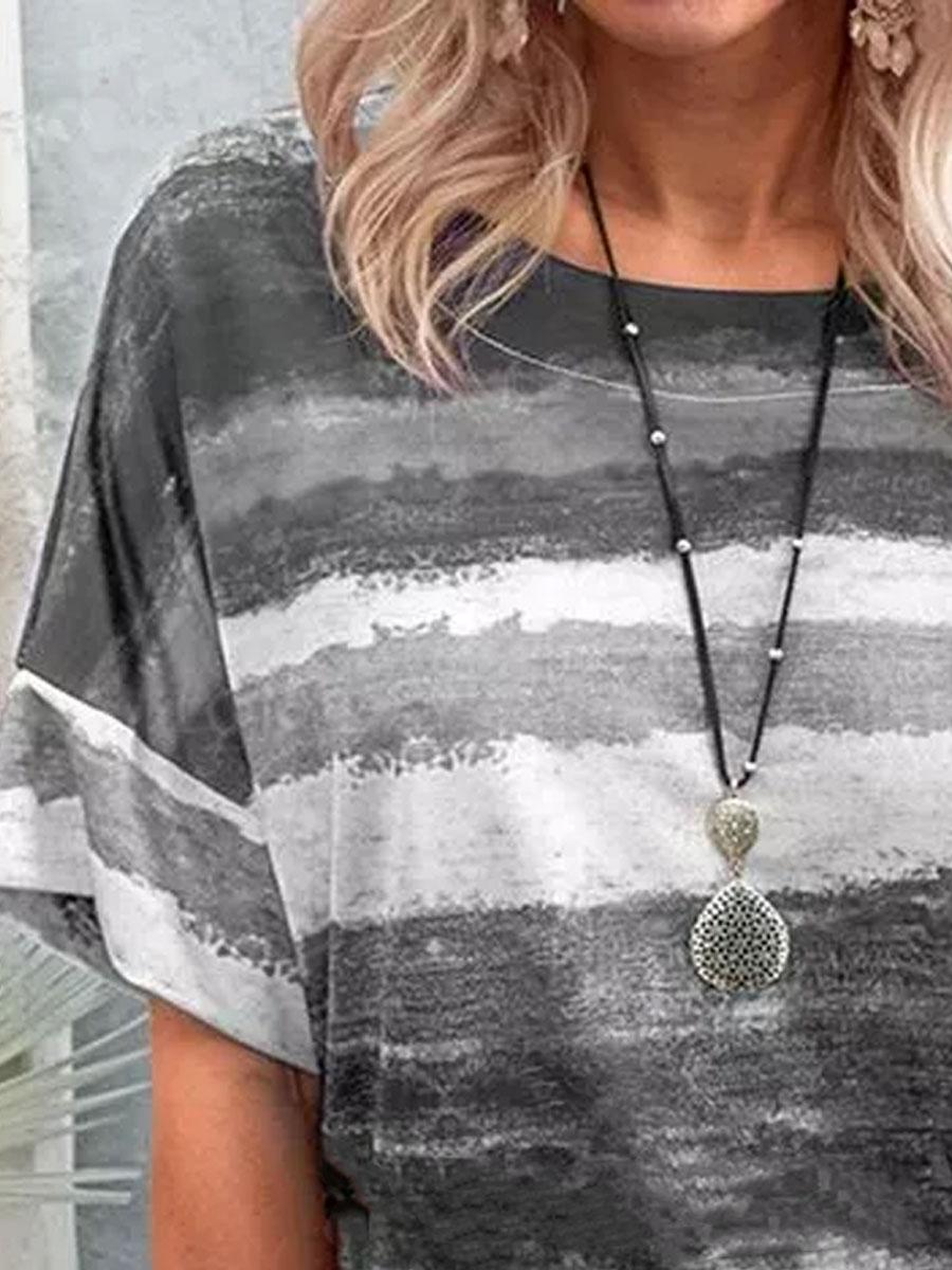 Women'S Round Neck Tie-dye Loose Fashion Short-sleeved T-shirt