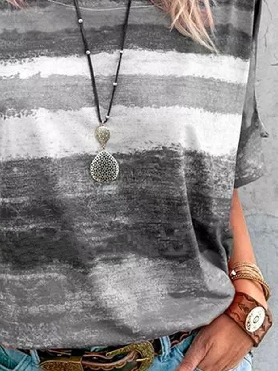 Women'S Round Neck Tie-dye Loose Fashion Short-sleeved T-shirt