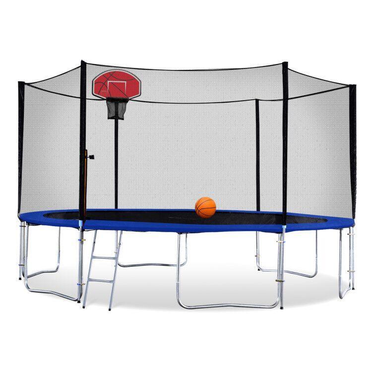 Exacme Backyard Trampoline with Basketball Hoop and Outer Enclosure, High Weight Limit, 6180-T12