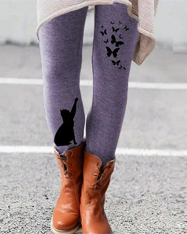 cartoon print leggings casual milk fabric pants