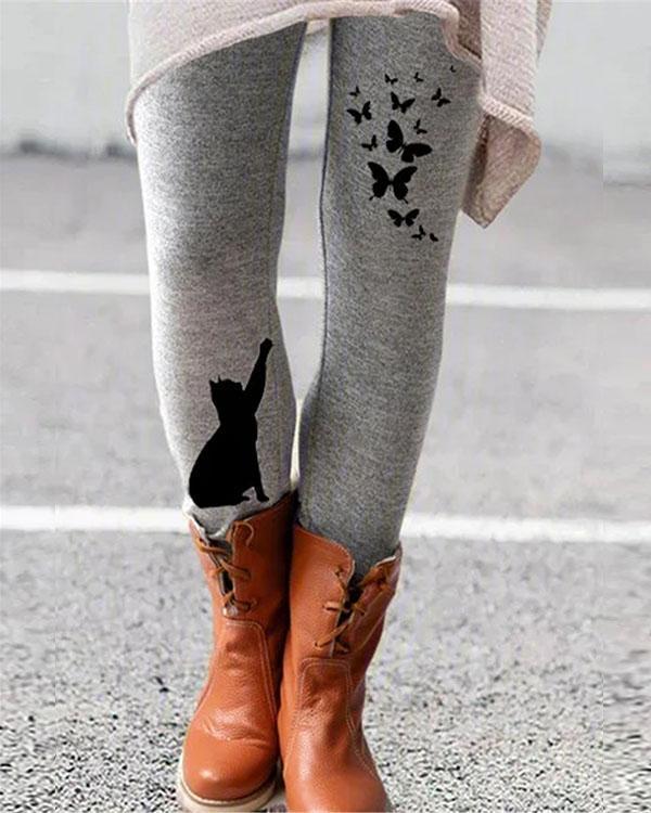 cartoon print leggings casual milk fabric pants