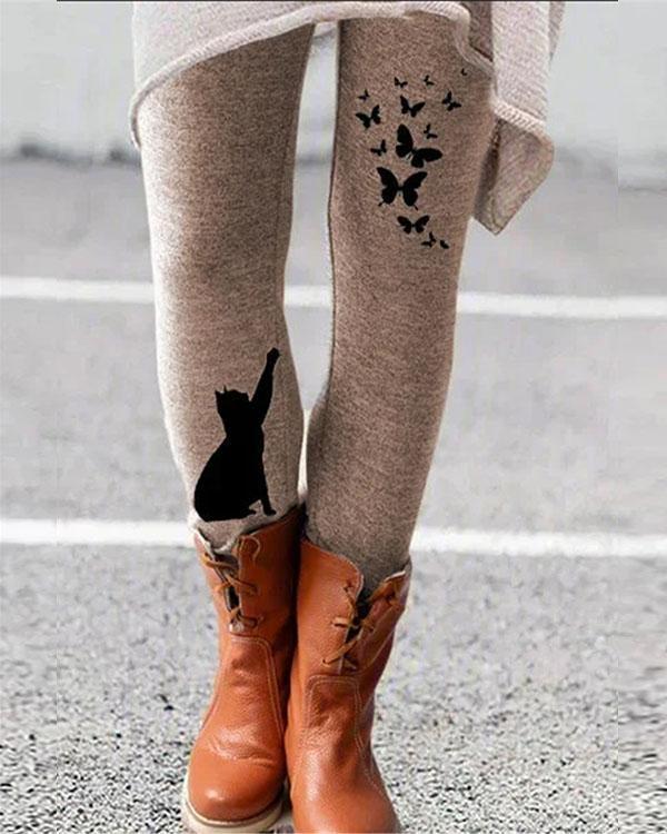 cartoon print leggings casual milk fabric pants