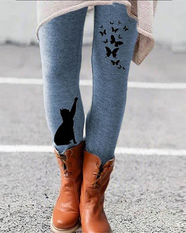 cartoon print leggings casual milk fabric pants