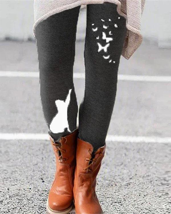 cartoon print leggings casual milk fabric pants