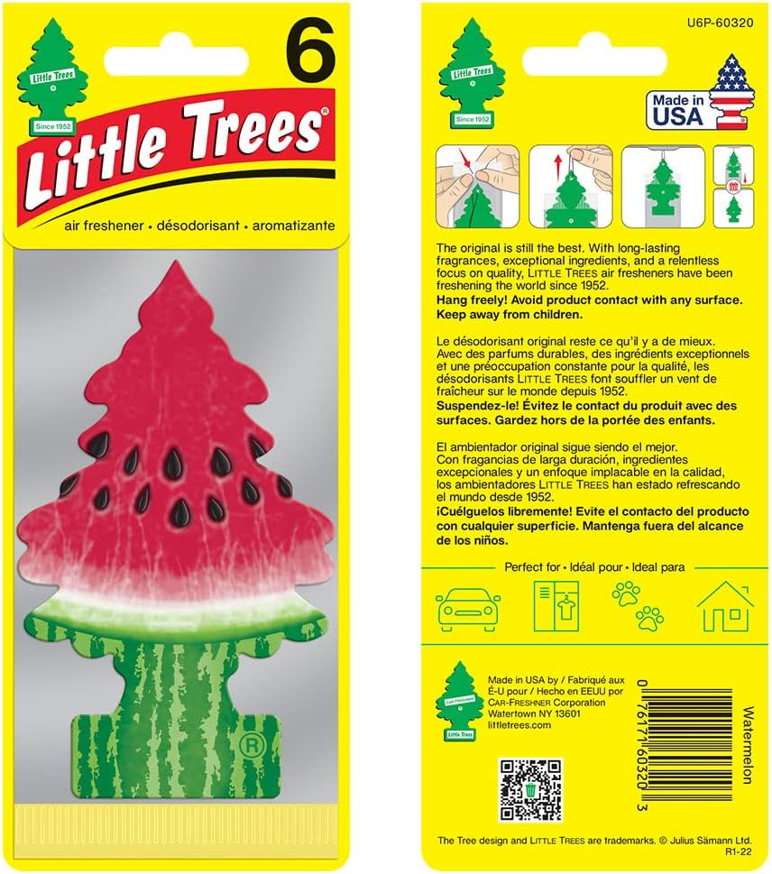 LITTLE TREES Air Fresheners Car Air Freshener. Hanging Tree Provides Long Lasting Scent for Auto or Home. Watermelon, 24 Air Fresheners