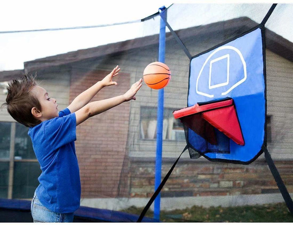 ORCC Trampoline 15 14 12 10FT Basketball Trampoline with Safety Enclosure Net, Ladder, Rain Cover, Basketball Hoop and Ball for Backyard
