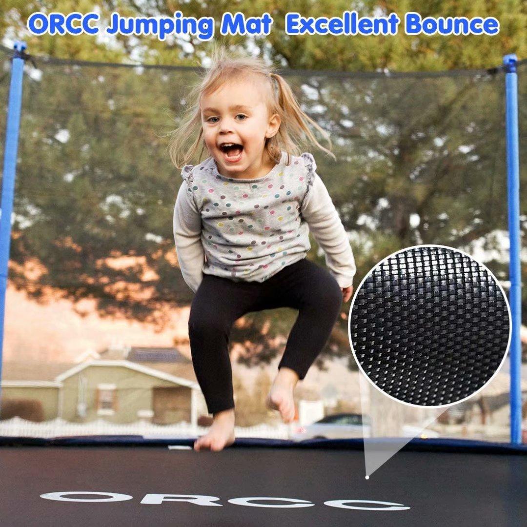 ORCC Trampoline 15 14 12 10FT Basketball Trampoline with Safety Enclosure Net, Ladder, Rain Cover, Basketball Hoop and Ball for Backyard