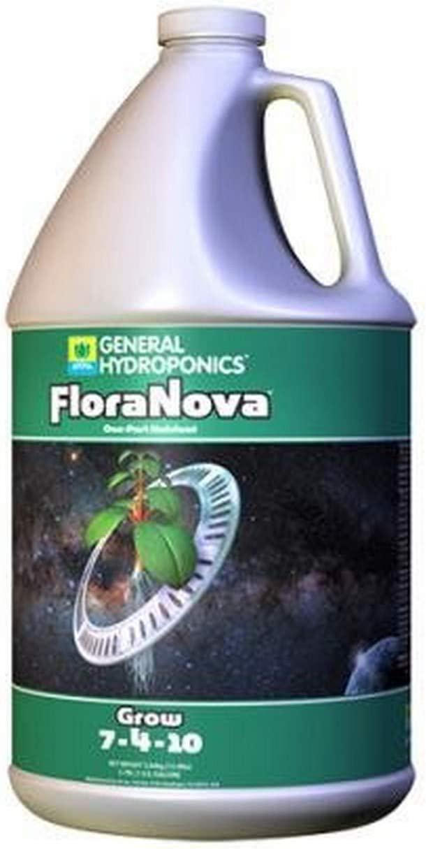 General Hydroponics FloraNova Grow 7-4-10, Robust Strength of Dry Fertilizer But in Rapid Liquid Form, Use for Hydroponics, Soilless Mixtures, Containers & Garden Grown Plants, 1-Gallon
