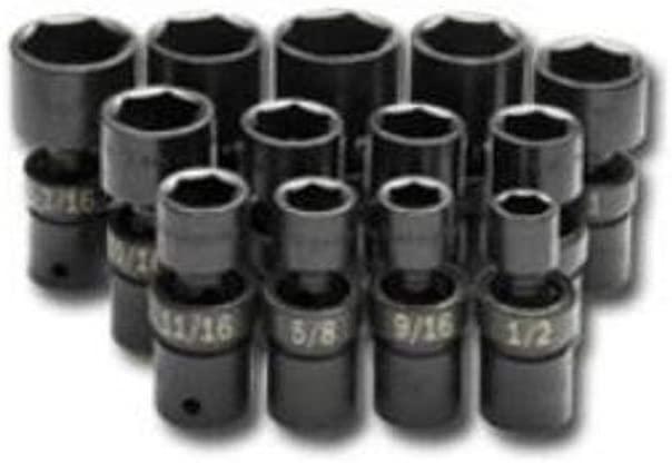 SK Hand Tools 34300 13-Piece 1/2-Inch Drive 6 Point Swivel Fractional Impact Socket Set