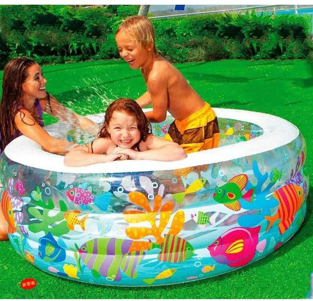 CJF Swimming Pool Outdoor Garden Round Paddling Pool with Electric Air Pump for Kids Toddlers Adults - 318L