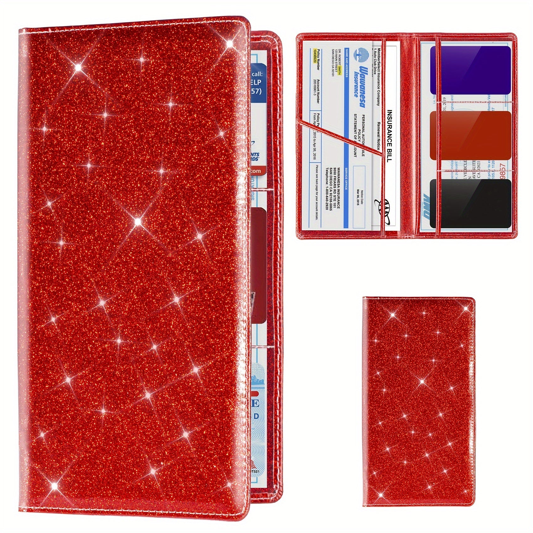 Car Registration And Insurance Card Holder, Vehicle License Document Glove Box Compartment Organizer