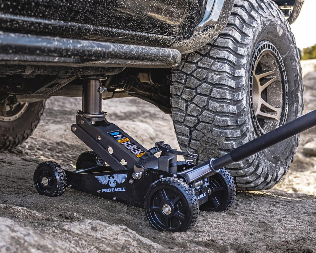 Pro Eagle 2 Ton Big Wheel Off Road Jack, The Beast, Off Road Racing High Clearance Car Jack (2 Ton, Black, Big Wheel)