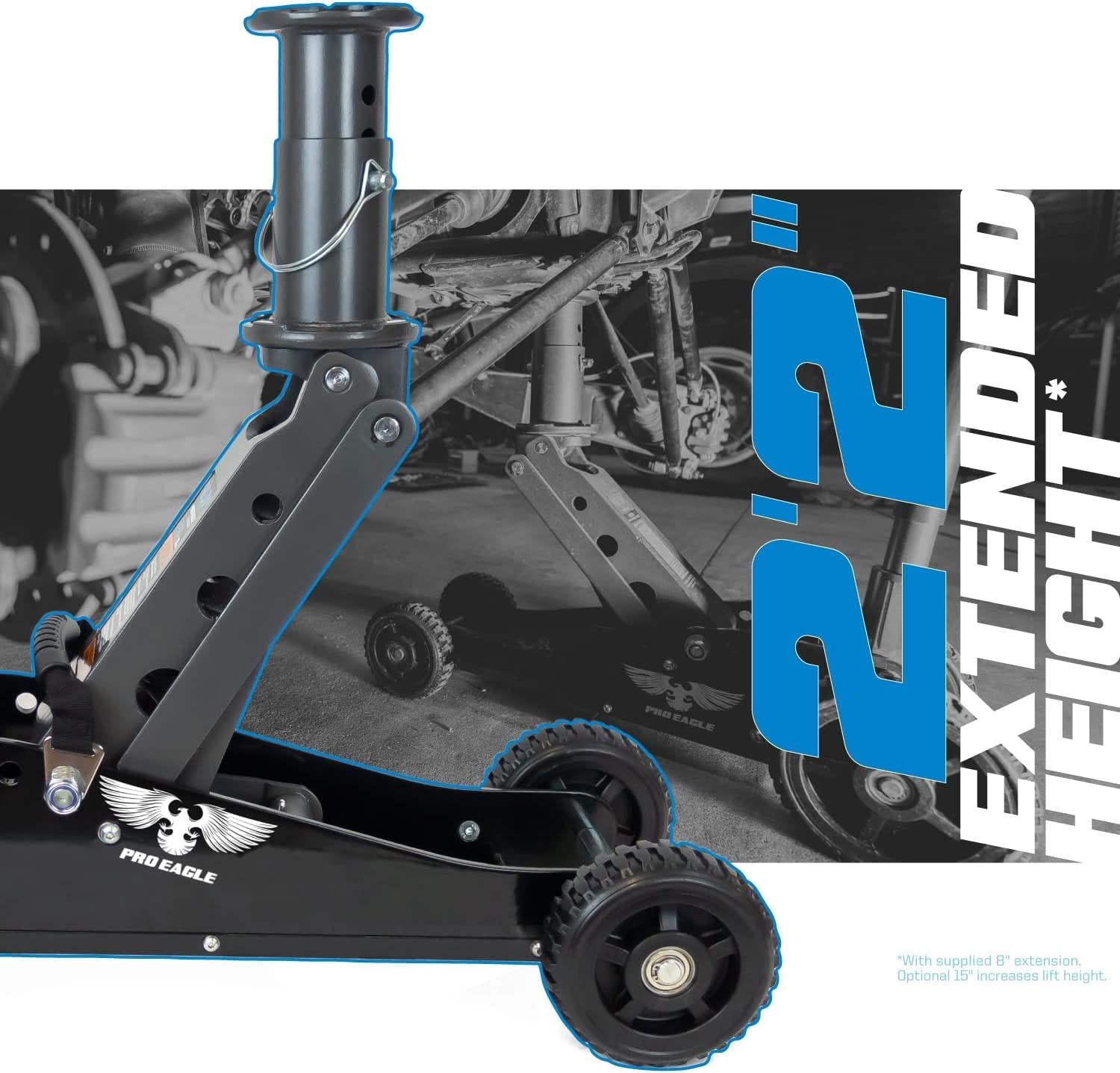 Pro Eagle 2 Ton Big Wheel Off Road Jack, The Beast, Off Road Racing High Clearance Car Jack (2 Ton, Black, Big Wheel)