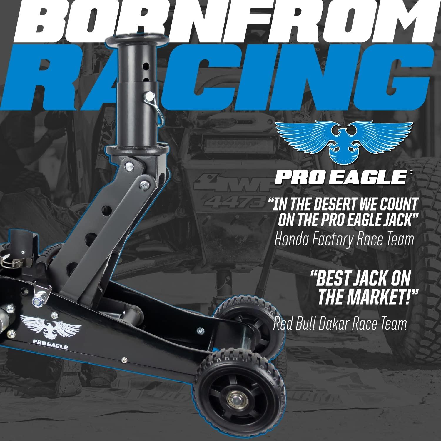 Pro Eagle 2 Ton Big Wheel Off Road Jack, The Beast, Off Road Racing High Clearance Car Jack (2 Ton, Black, Big Wheel)