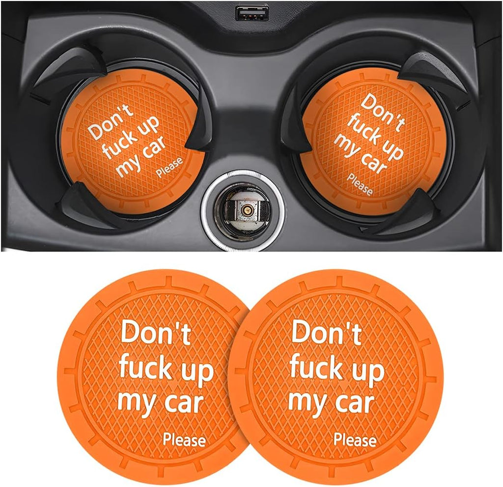 8sanlione 2 Pack Car Cup Holder Coasters, 2.75 Inch Non-Slip PVC Insert Cup Coaster, Anti-Scratch Auto Cup Mats for Women Men, Vehicle Interior Accessories for Car, SUV, Truck (D Orange/2PCS)